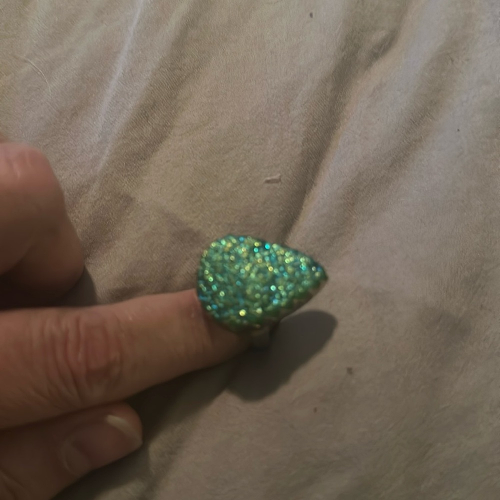 Druzy Quartz Ring .925 Sterling Silver Ring size 9